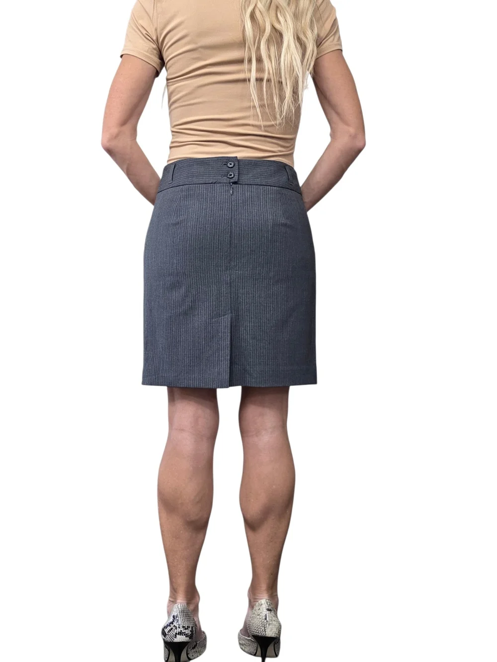 Y2K Banana Republic Virgin Wool Pinstripe Pencil Skirt Petite 2